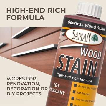 SamaN Interior Water Based Wood Stain - Natural Stain for Furniture, Moldings, Wood Paneling,Cabinet...