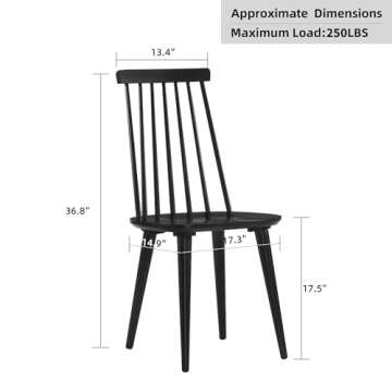 DUHOME Dining Chairs Set of 2 Wood Dining Room Chair Black Spindle Side Kitchen Room Country Farmhou...