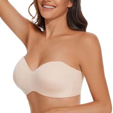 sheroine Strapless Push up Plus Size Seamless Bra Underwire Convertible Smoothing Unpadded Support L...