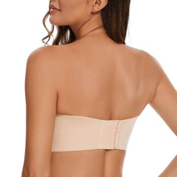 sheroine Strapless Push up Plus Size Seamless Bra Underwire Convertible Smoothing Unpadded Support Large Breasts Bras(Nude,38DD)