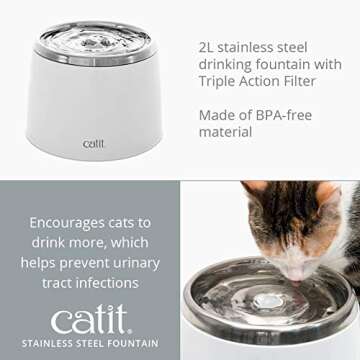 Catit Fresh & Clear Stainless Steel Cat Water Fountain, 50023