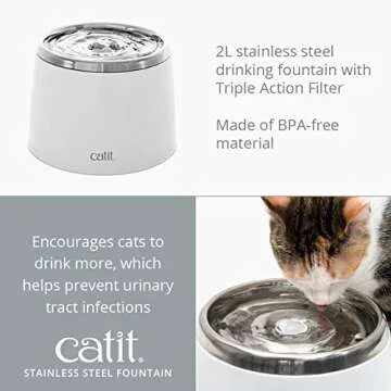 Catit Fresh & Clear Stainless Steel Cat Water Fountain, 50023