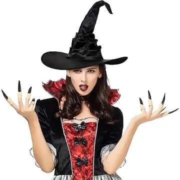 LKQBBSZ Halloween Black Large Ruched Witch Hat for Women Men Wizard Hat Pointed Cap Cosplay Costume Accessories