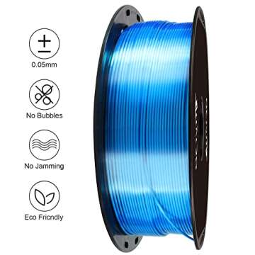 Shine Blue PLA 3D Printer Filament 1.75mm 1KG 2.2LBS Spool Widely Compatible Silk 3D Printing Materi...
