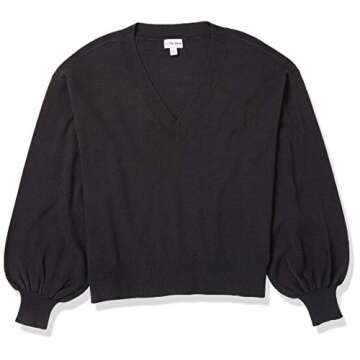 The Drop Women's Mia Bell-Sleeve Deep V-Neck Supersoft Sweater