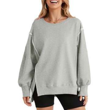 SHEWIN Womens Sweatshirt Casual Long Sleeve Loose Pullover Tops Lightweight Oversized Sweatshirts Tr...
