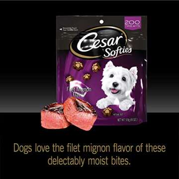 CESAR SOFTIES Chewy Small Dog Treats Filet Mignon Flavor, 18 oz. Pouch (200 Treats)