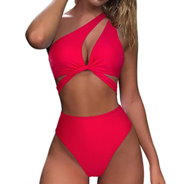 Stylish One Shoulder High Waisted Bikini for Women