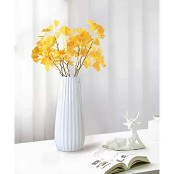 GeLive 8 Inch White Ceramic Flower Vase for Artificial Flowers Bud Hydroponics Plants, Home Decor Table Centerpieces Vase, Ikebana Arranging (White)