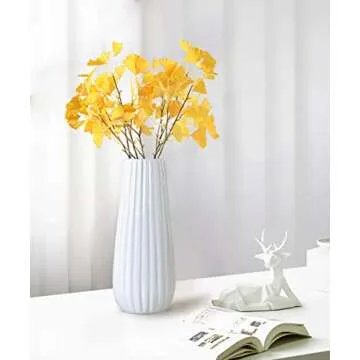 GeLive 8 Inch White Ceramic Flower Vase for Artificial Flowers Bud Hydroponics Plants, Home Decor Table Centerpieces Vase, Ikebana Arranging (White)