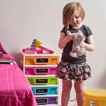 IRIS USA PJD-305 5 Drawer Storage & Organizer Chest, Assorted Colors, Girl, Pastel