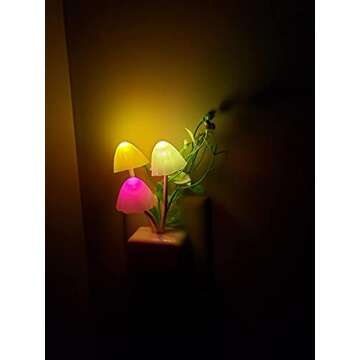 AUSAYE 2 Pack LED Sensor Night Light Plug-in NightLight Color Changing Lamp Mushroom Decor, Mini Cute Night Lights for Kids Adults Bedroom,Toilet, Bathroom, Stairs, Kitchen, Hallway