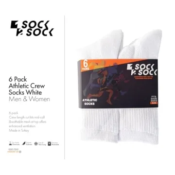 1SOCK2SOCK Athletic Performance Crew Socks - Unisex Comfort