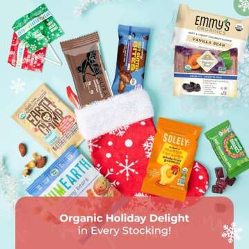 Organic Prefilled Christmas Stockings : Stockings Stuffer with Variety Options of Fruits, Bars, Cookies, and Chips - Ideal Food Gift Snacks for Families, College Students, Adults, Men, Women and Kids
