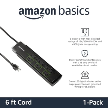 Amazon Basics 8-Outlet Surge Protector 4500 Joules