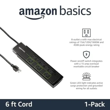 Amazon Basics 8-Outlet Surge Protector 4500 Joules
