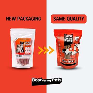 Best For My Pets Tripe Sticks for Dogs (5-Inch, 6-Ounce) Great for Puppies, Senior and Small Dogs Al...