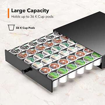 SICHEER K Cup Organization Storage Drawer Maker K Cup Holder Coffee Pod Organizer Stand Tray Counter Rack Countertop Maker Stand Capsules Compatible with Keurig Accessories Holds 36 Pods