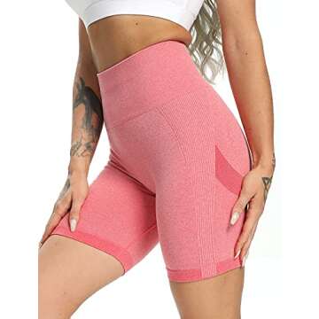 SEASUM Women Seamless Yoga Shorts Workout High Waisted Butt Contour Tummy Control L