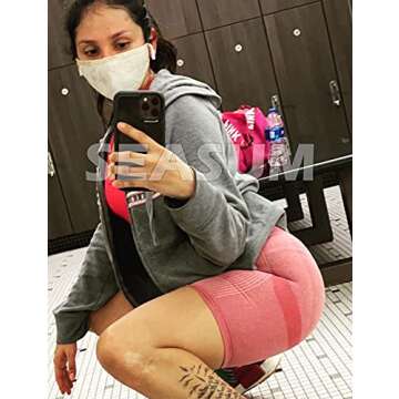 SEASUM Women Seamless Yoga Shorts Workout High Waisted Butt Contour Tummy Control L