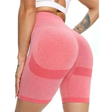 SEASUM Women Seamless Yoga Shorts Workout High Waisted Butt Contour Tummy Control L