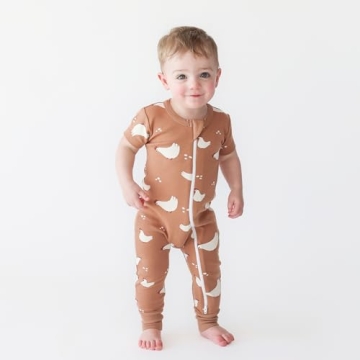 Organic '2-Way' Zip Romper for Babies - Chickens Design