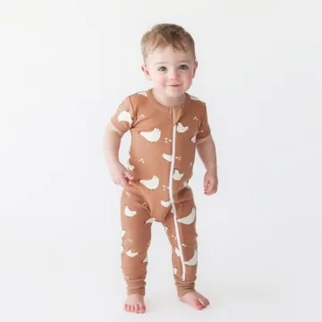 Organic '2-Way' Zip Romper for Babies - Chickens Design