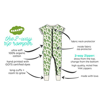 Organic '2-Way' Zip Romper for Babies - Chickens Design