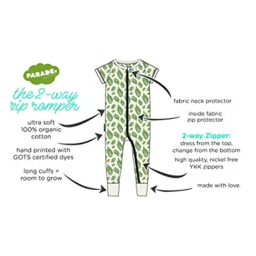 Organic '2-Way' Zip Romper for Babies - Chickens Design