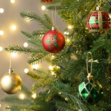 Valery Madelyn Christmas Ornaments Set, 30ct Red Green and Gold Shatterproof Christmas Tree Decorati...