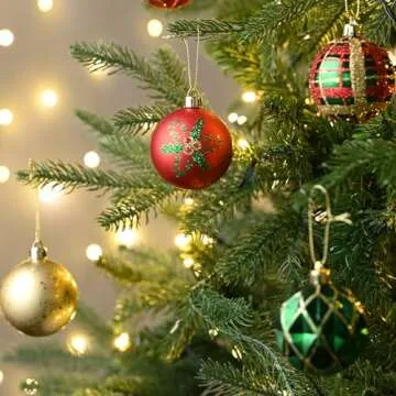 Valery Madelyn Christmas Ornaments Set, 30ct Red Green and Gold Shatterproof Christmas Tree Decorati...