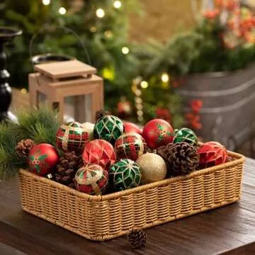 Valery Madelyn Christmas Ornaments Set, 30ct Red Green and Gold Shatterproof Christmas Tree Decorations Ball Ornaments Bulk, 2.36 Inches Traditional Country Hanging Ornaments for Xmas Trees Decor