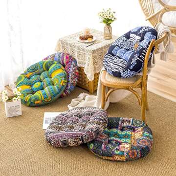 Deep Dream Boho Floor Pillow, Thicken Soft Meditation Cushion, Floor Cushions for Yoga Living Room Bedroom, 22 Inch, Turquoise