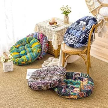 Deep Dream Boho Floor Pillow, Thicken Soft Meditation Cushion, Floor Cushions for Yoga Living Room Bedroom, 22 Inch, Turquoise