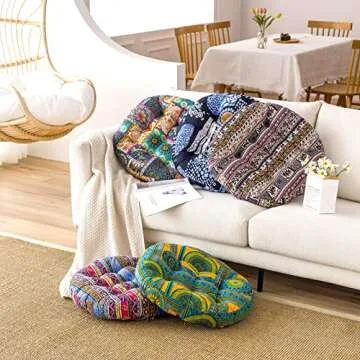 Deep Dream Boho Floor Pillow, Thicken Soft Meditation Cushion, Floor Cushions for Yoga Living Room Bedroom, 22 Inch, Turquoise