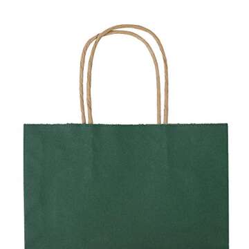 Eco-Friendly Green Gift Bags - 50 Pack Durable Kraft Bags