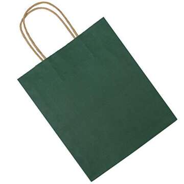 Eco-Friendly Green Gift Bags - 50 Pack Durable Kraft Bags