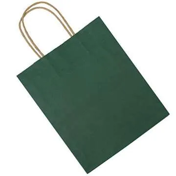 Eco-Friendly Green Gift Bags - 50 Pack Durable Kraft Bags