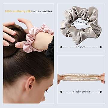 ZIMASILK 100% Mulberry Silk Hair Scrunchies - Best Quality for Women