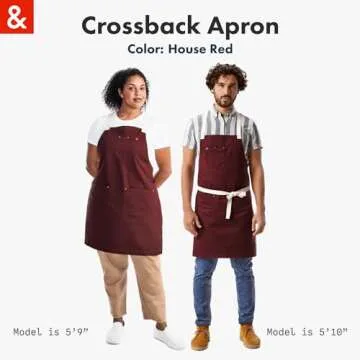 hedley & bennett Crossback Apron - Professional Chef's Apron - Cross Back Mens Apron - Mens Cooking Apron - Kitchen Apron - Chef Aprons for Men & Women - 8oz 100% Cotton Canvas Fabric - House Red