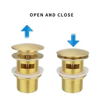 Brass Freestanding Tub Drain, Pop Up Freestanding Tub Drain Plug, Fits Most Freestanding Tub Drain Kits (Brushed Gold)