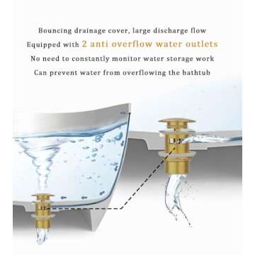 Brass Freestanding Tub Drain, Pop Up Freestanding Tub Drain Plug, Fits Most Freestanding Tub Drain Kits (Brushed Gold)