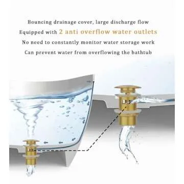 Brass Freestanding Tub Drain, Pop Up Freestanding Tub Drain Plug, Fits Most Freestanding Tub Drain Kits (Brushed Gold)