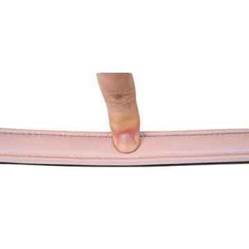 Soft Touch Collars Padded Leather Dog Collar, Slimline Edition, Size Medium, Brown and Pink