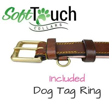 Soft Touch Collars Padded Leather Dog Collar, Slimline Edition, Size Medium, Brown and Pink