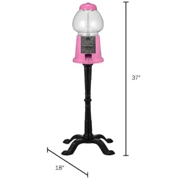 Vintage 15” Gumball Machine with Stand and Coin Bank in Pink