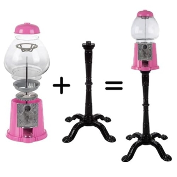 Vintage 15” Gumball Machine with Stand and Coin Bank in Pink