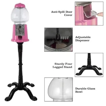 Vintage 15” Gumball Machine with Stand and Coin Bank in Pink