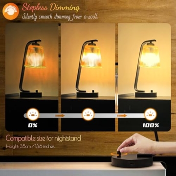 Aivond Vintage Amber Glass Table Lamps Set with USB Port