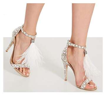 azmodo Women's Wedding Dress Party & Evening Stiletto Heel Pearl Rhinestones Tassel (White, 10)